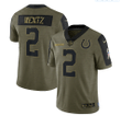 Colts Carson Wentz 2 NFL Olive 2021 Salute To Service Player Men Jersey For Colts Lovers