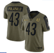 Pittsburgh Steelers Troy Polamalu 43 NFL Olive 2021 Salute To Service Player Men Jersey For Steelers Fans