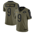 Los Angeles Rams Matthew Stafford 9 NFL Olive 2021 Salute To Service Player Men Jersey For Rams Fans