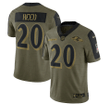 Baltimore Ravens Ed Reed 20 NFL Olive 2021 Salute To Service Retired Player Men Jersey For Ravens Fans