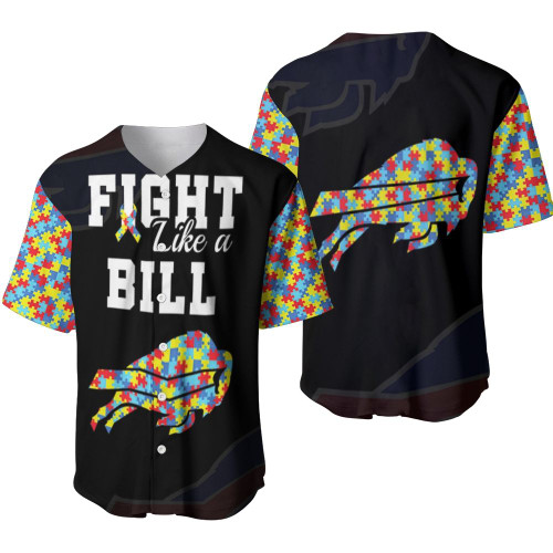 Fight like a Buffalo Bills Autism Support Baseball Jersey