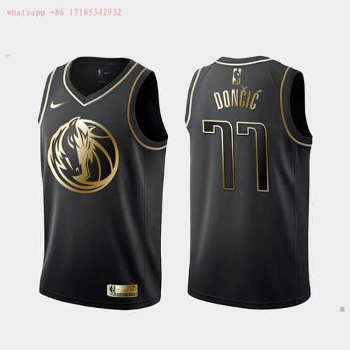 Dallas Mavericks Luka Doncic #77 NBA Golden Edition Black jersey