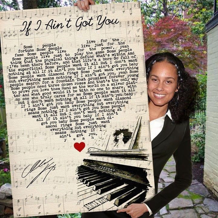 Alicia keys if i ain't got you heart lyric typography signed for fan poster canvas