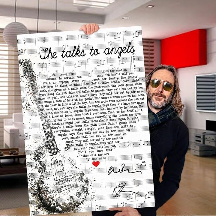 Black crowes she talks to angels lyrics heartshape typography signed guitar for fan poster