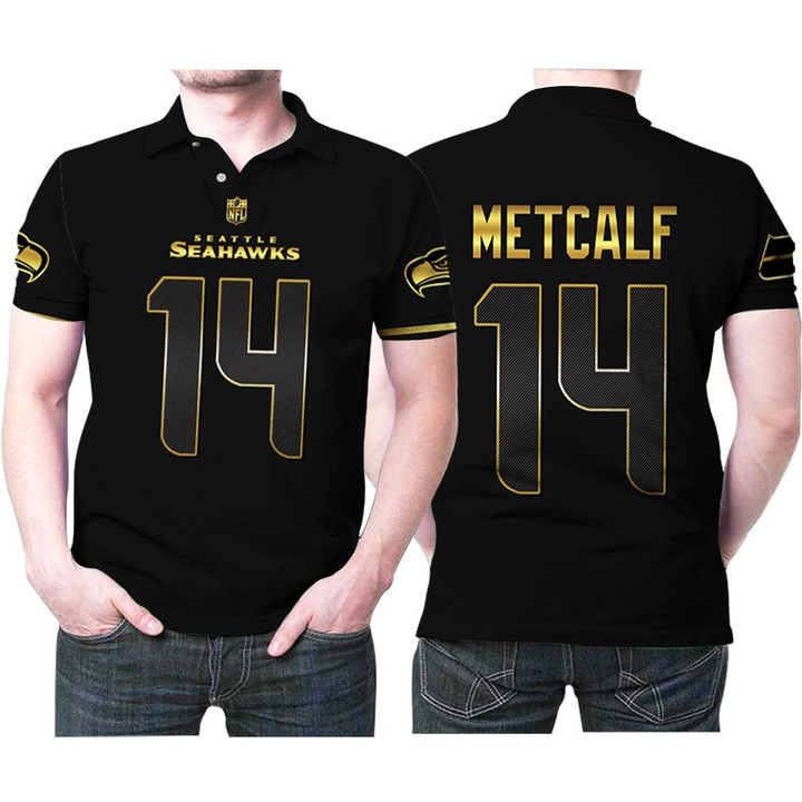 Seattle Seahawks DK Metcalf #14 NFL American Football Team Black Golden Edition 3D Designed Allover Gift For Seattle Fans