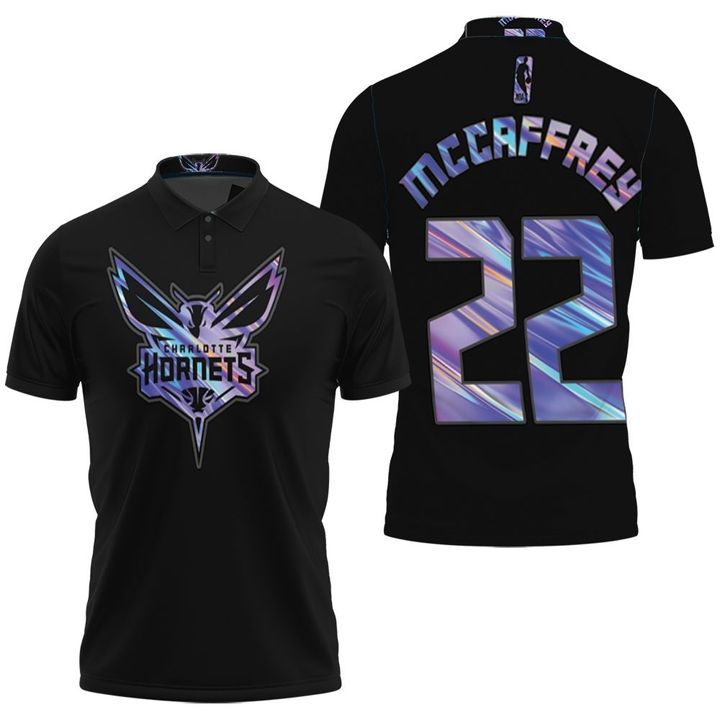 Charlotte Hornets Christian McCaffrey #22 NBA Great Player Ball Iridescent Holographic Black Jersey Style Gift For Hornets Fans