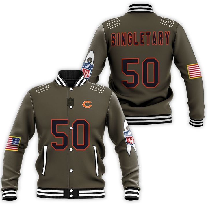 Chicago Bears Mike Singletary #50 Great Player NFL Salute To Service Retired Player Limited Olive Jersey Style Gift For Bears Fans