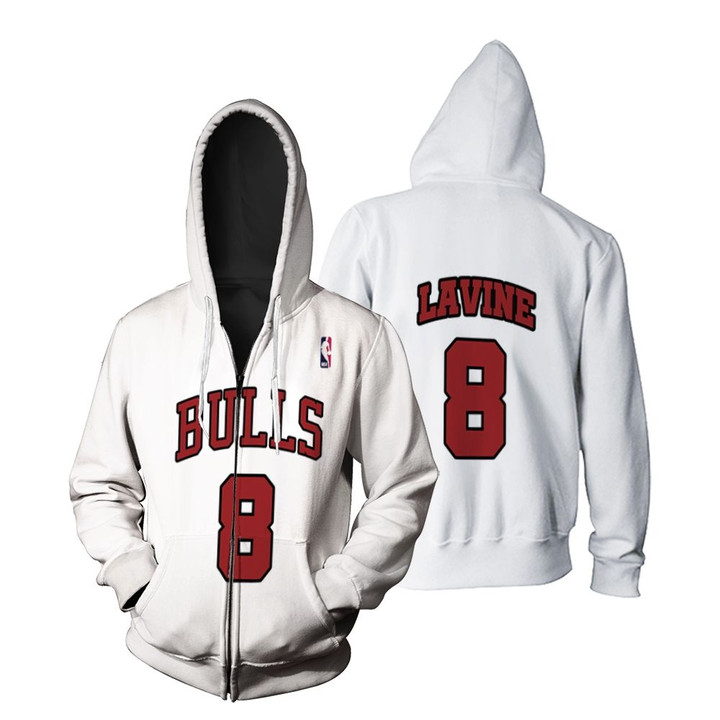 Chicago Bulls Zach LaVine #8 NBA Great Player Throwback White Jersey Style Gift For Bulls Fans