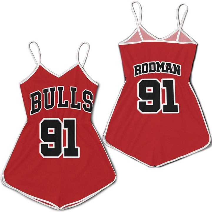Chicago Bulls Dennis Rodman #91 NBA Great Player Throwback Red Jersey Style Gift For Bulls Fans