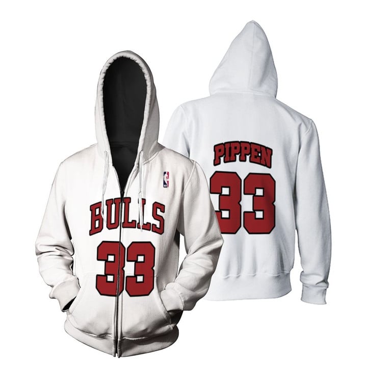 Chicago Bulls Scottie Pippen #33 NBA Great Player Throwback White Jersey Style Gift For Bulls Fans