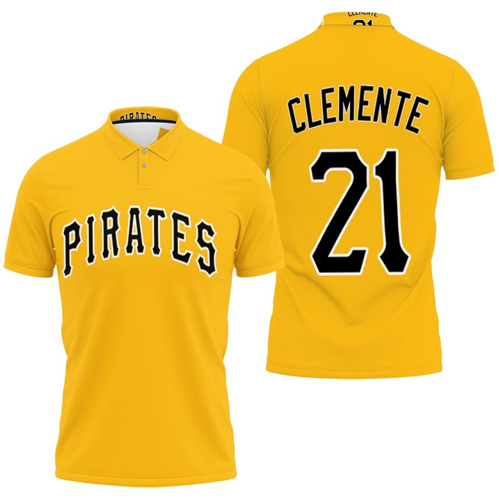 Pittsburgh Pirates Roberto Clemente #21 MLB Great Player Baseball Team Logo Majestic Official Gold 2019 3D Designed Allover Gift For Pirates Fans