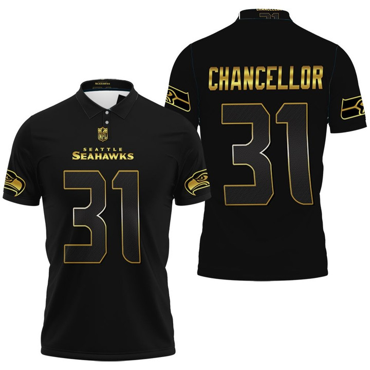 Seattle Seahawks Kam Chancellor #31 NFL American Football Team Black Golden Edition 3D Designed Allover Gift For Seattle Fans