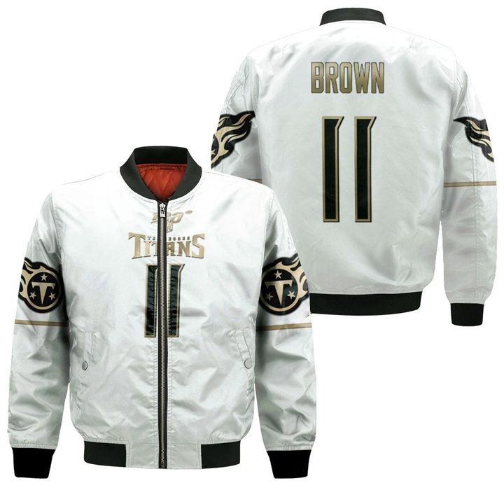 Tennessee Titans A. J. Brown #11 NFL Great Player White 100th Season Golden Edition Jersey Style Gift For Titans Fans