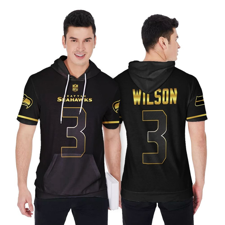 Seattle Seahawks Russell Wilson #3 NFL American Football Team Black Golden Edition 3D Designed Allover Gift For Seattle Fans