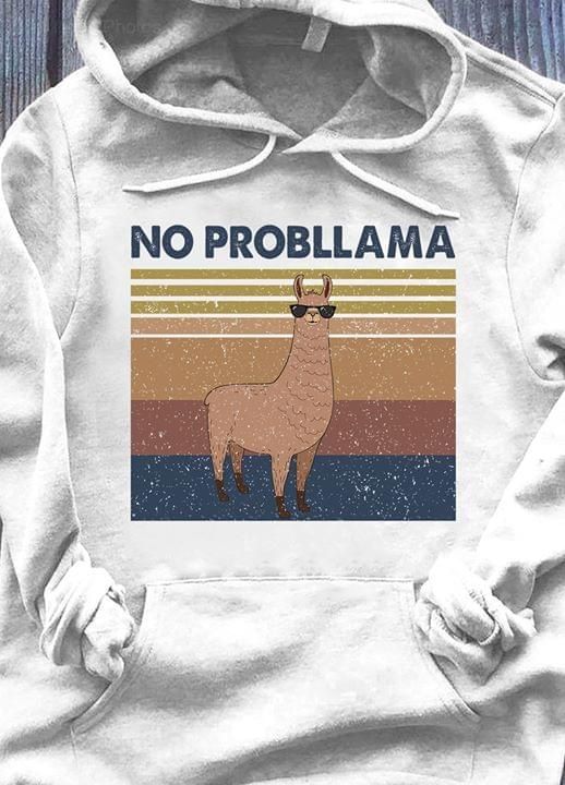 No probllama funny fabulous alpaca vintage hoodie