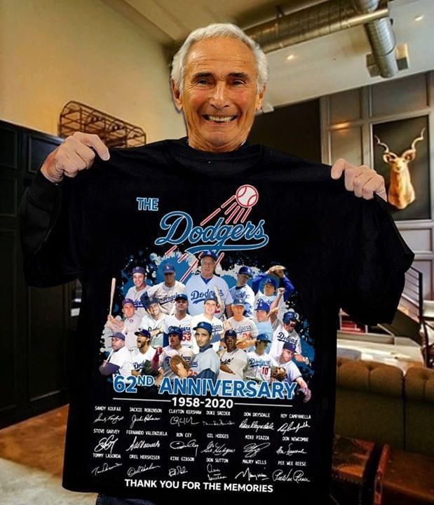Los angeles dodgers 62nd anniversary legends signature thank you for the memories for fan t shirt