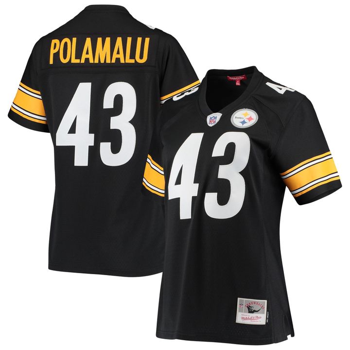 Womens Pittsburgh Steelers Troy Polamalu Black Legacy Team Jersey Gift for Pittsburgh Steelers fans