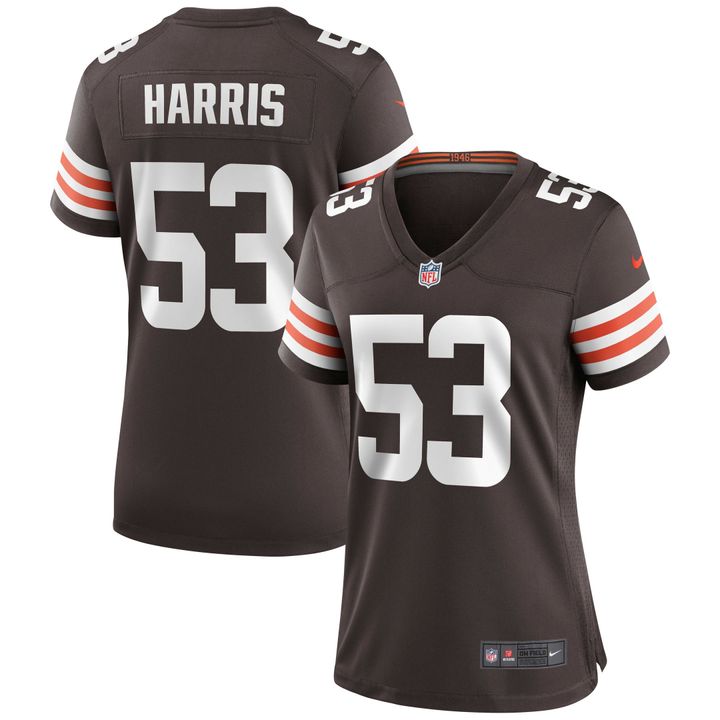 Womens Cleveland Browns Nick Harris Brown Game Jersey Gift for Cleveland Browns fans