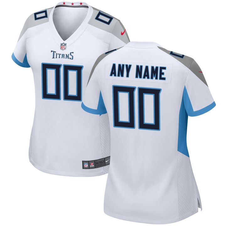 Womens White Tennessee Titans Custom Game Jersey Gift for Tennessee Titans fans