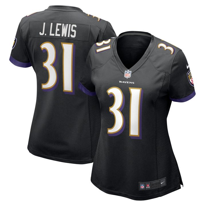 Womens Baltimore Ravens Jamal Lewis Black Retired Player Jersey Gift for Baltimore Ravens fans