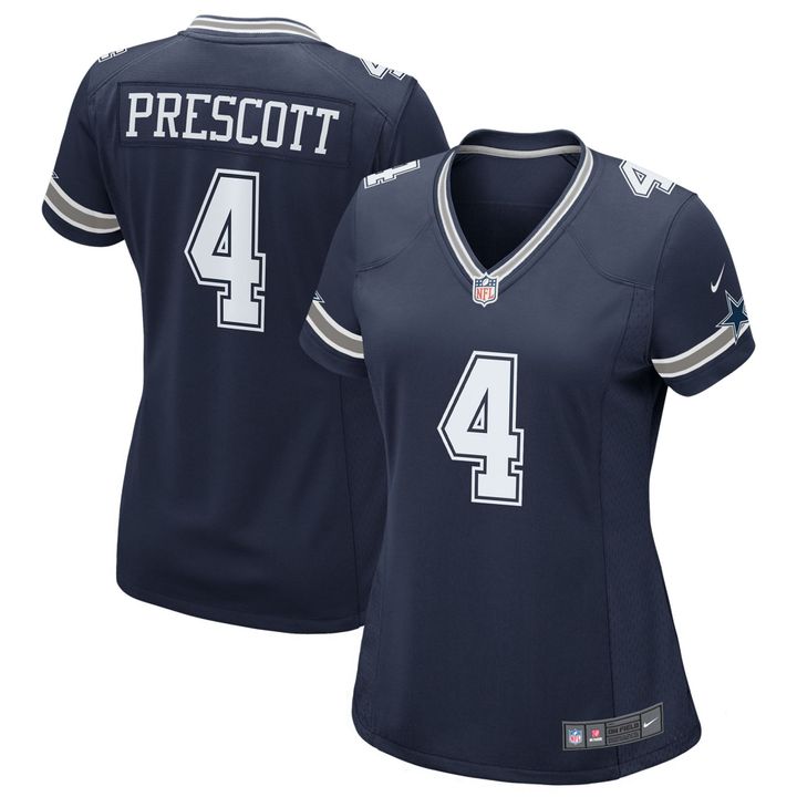 Womens Dallas Cowboys Dak Prescott Navy Game Team Jersey Gift for Dallas Cowboys fans