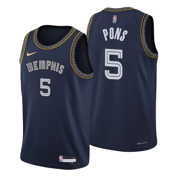 Memphis Grizzlies Yves Pons 5 NBA Basketball Team City Edition Navy Jersey Gift For Memphis Fans