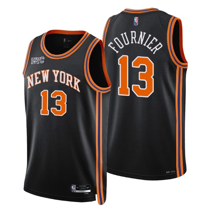 New York Knicks Evan Fournier 13 NBA Basketball Team City Edition Black Jersey Gift For Knicks Fans