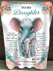 To My Daughter Little Girl My Love For You Is Forever Elephant Quilt Blanket Gift From Mom To Daughter