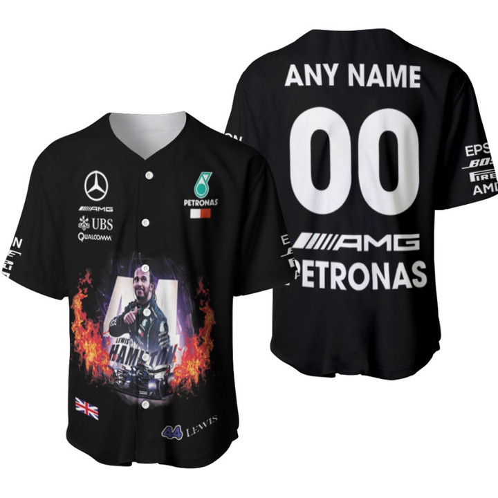 Lewis Hamilton 44 Mercedes AMG Petronas On Fire Racing Team 3D Gift With Custom Name Number For Lewis Hamilton Fans