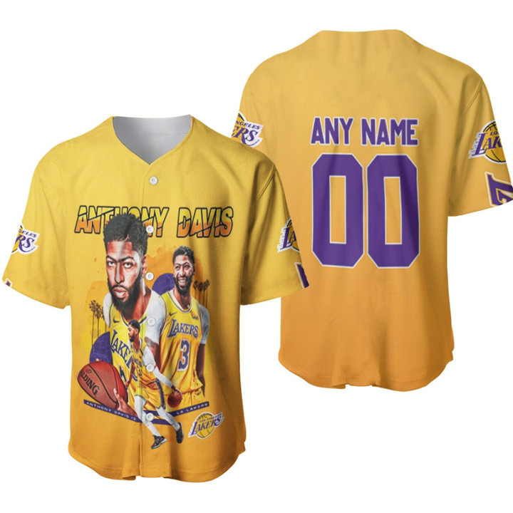LA Lakers Anthony Davis 3 NBA Great Player Gold Gift With Custom Name Number For Lakers Fans