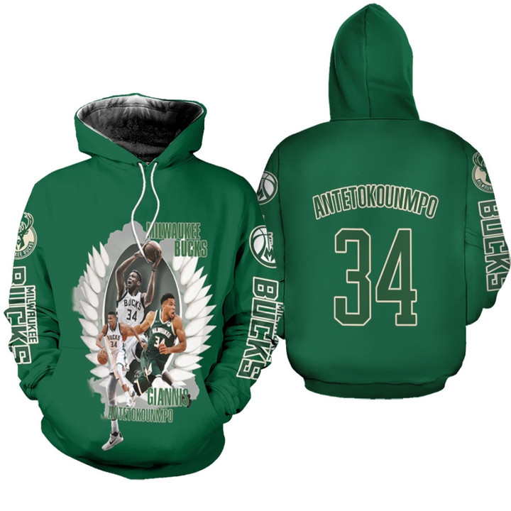 Milwaukee Bucks Giannis Antetokounmpo 34 NBA Finals MVP Player Green 3D Designed Allover Gift For Bucks Fans