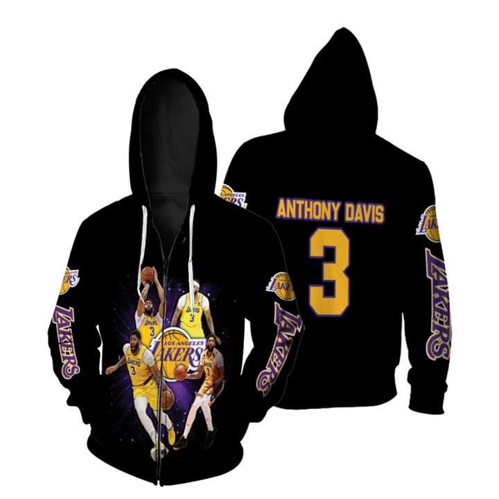 LA Lakers Anthony Davis 3 NBA Power Forward Center Position Black 3D Designed Allover Gift For Lakers Fans