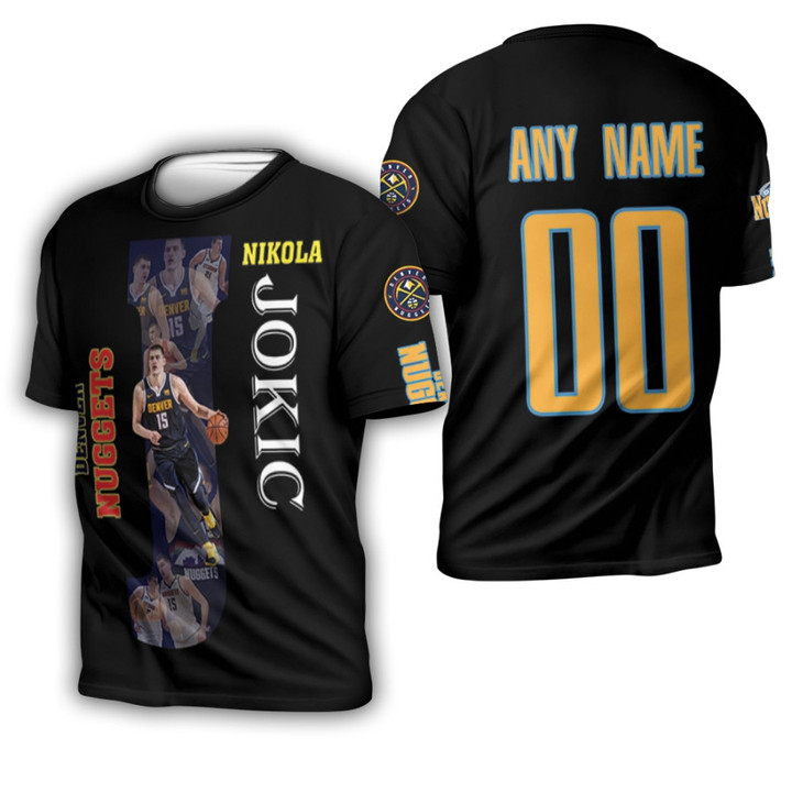 Denver Nuggets Nikola Jokic 15 NBA Player Of The Year Logo Team Black 3D Gift With Custom Name Number For Nuggets Fans
