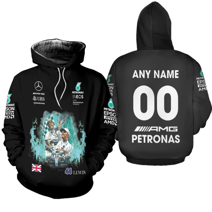Lewis Hamilton 44 Mercedes AMG UBS Petronas Racing Team Motorsport White 3D Gift With Custom Name Number For Lewis Hamilton Fans