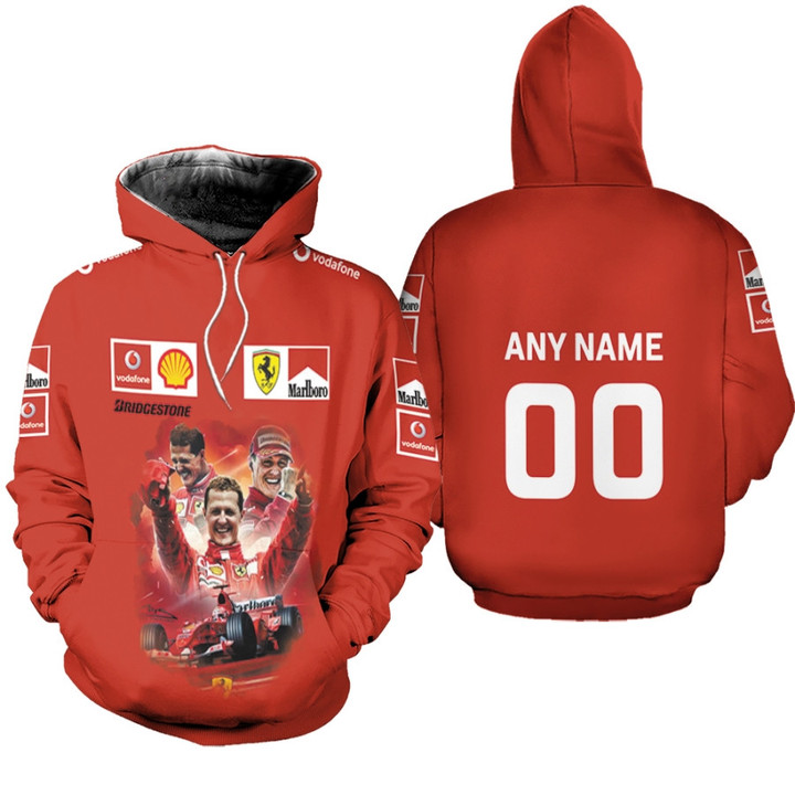 Michael Schumacher Shell Ferrari Marlboro Racing Driver Red 3D Gift With Custom Name Number For Michael Schumacher Fans