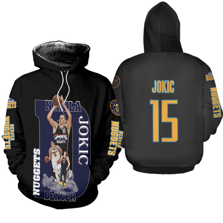Denver Nuggets Nikola Jokic 15 NBA Great Professional Player NBA Black 3D Designed Allover Gift For Nuggets Fans