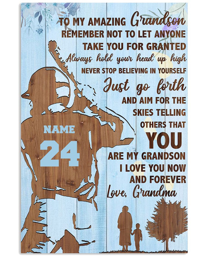 From Grandma To My Amazing Grandson Just Go Forth Personalized Baseball Hitter poster gift with custom name number for Grandmas