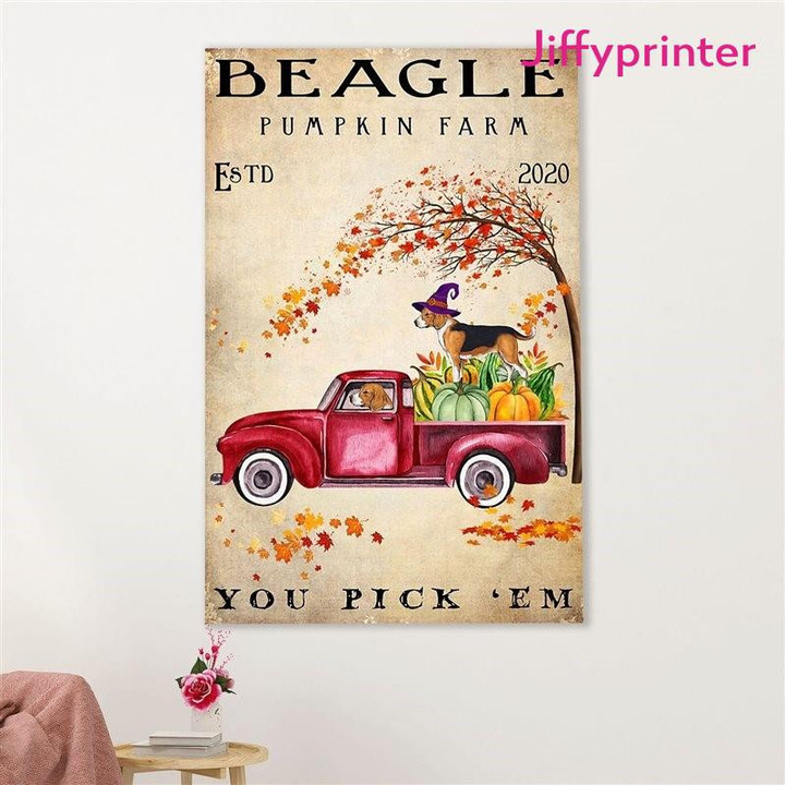 Beagle Dog Beagle Pumpkin Farm Pocket Beagle Puppies Lover Poster Canvas Best Gift For Dog Lover