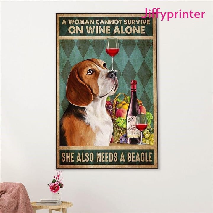 Beagle Dog Woman Loves Wine Beagle Pocket Beagle Puppies Lover Poster Canvas Best Gift For Dog Lover