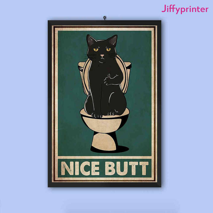 Black Cat Toilet Nice Butt Toilet Vintage Bathroom Poster Canvas Best Gift For Cat Lovers