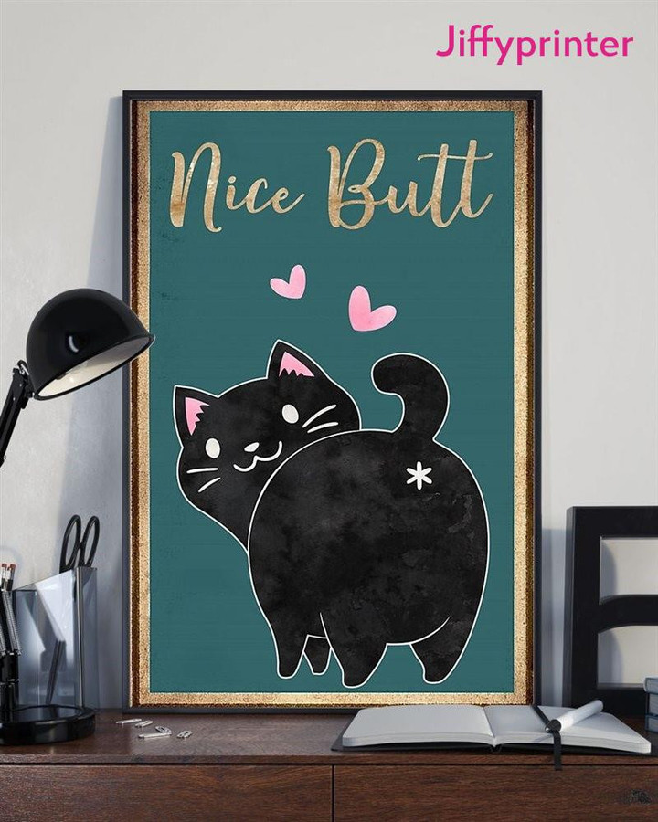 Black Cat Nice Butt Cat Loves Vintage Home Poster Canvas Best Gift For Cat Lovers