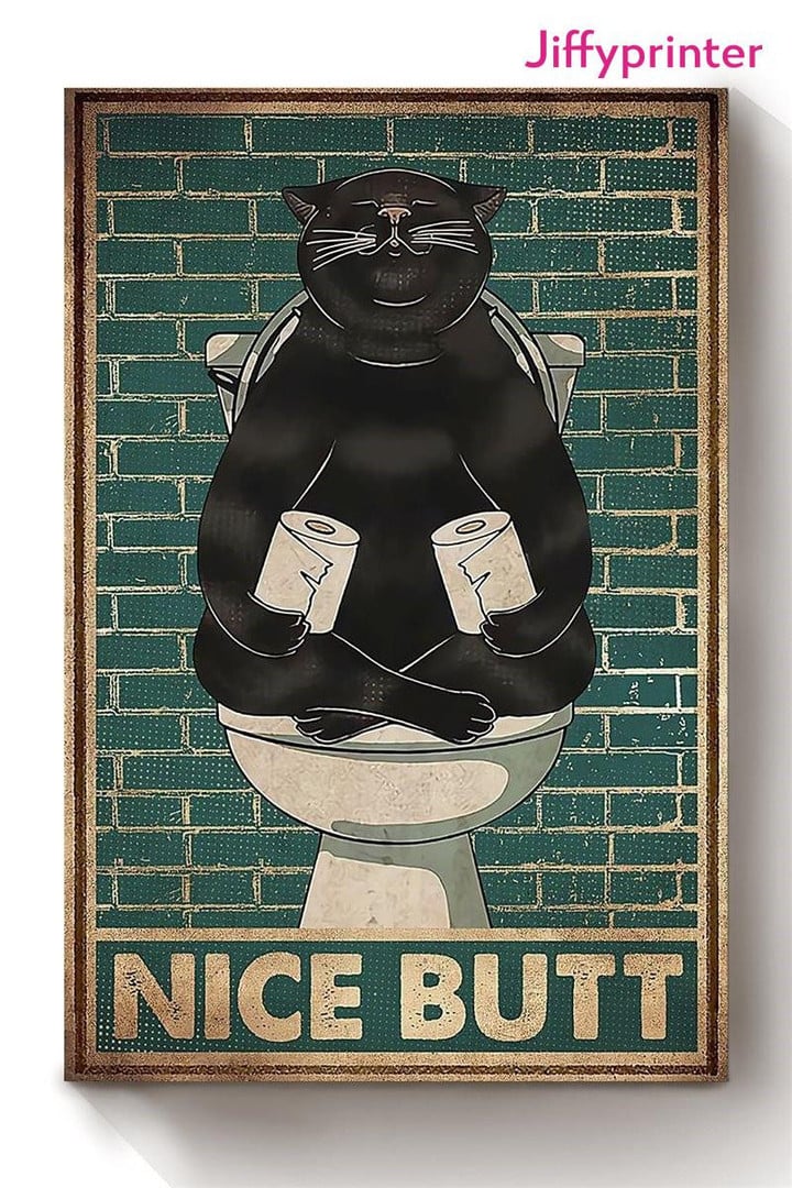 Black Cat Namaste Nice Bum Vintage Retro Meditation Poster Canvas Best Gift For Cat Lovers