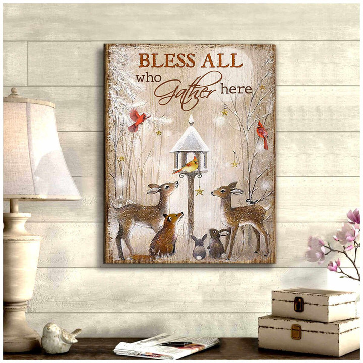 Bless All who gather here Wall Art Decor poster canvas best gift for deer lovers