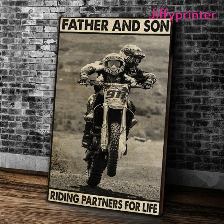 Biker Father And Son Riding Partners For Life Show The Love Poster Canvas Best Gift For Biker