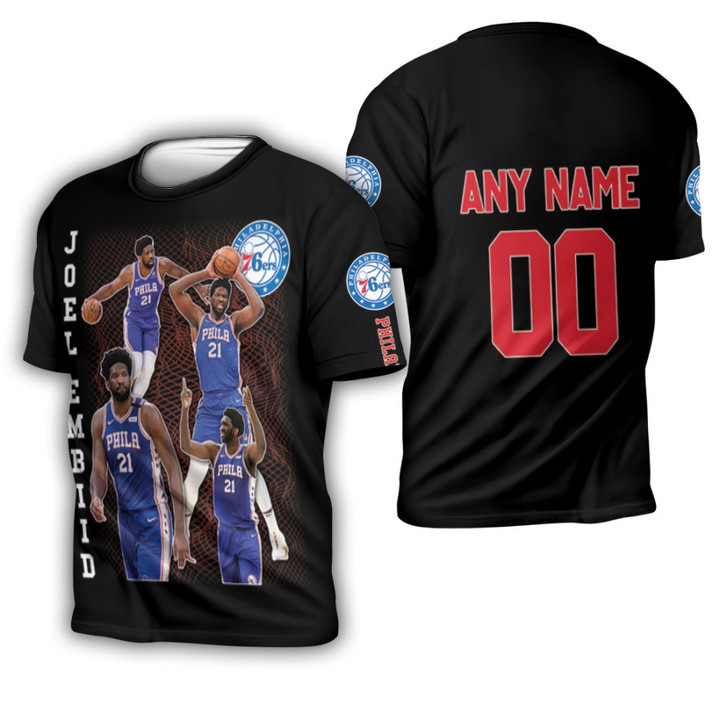 Philadelphia 76ers Joel Embiid 21 NBA Defensive Player of the Year Black 3DGift With Custom Name Number For 76ers Fans