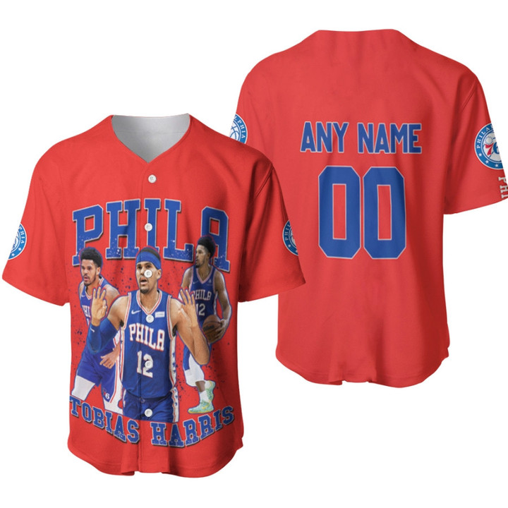 Philadelphia 76ers Tobias Harris 12 NBA Legendary Player Red 3DGift With Custom Name Number For 76ers Fans