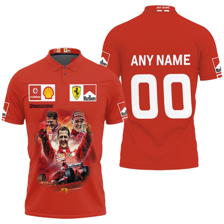 Michael Schumacher Shell Ferrari Marlboro Racing Driver Red 3D Gift With Custom Name Number For Michael Schumacher Fans