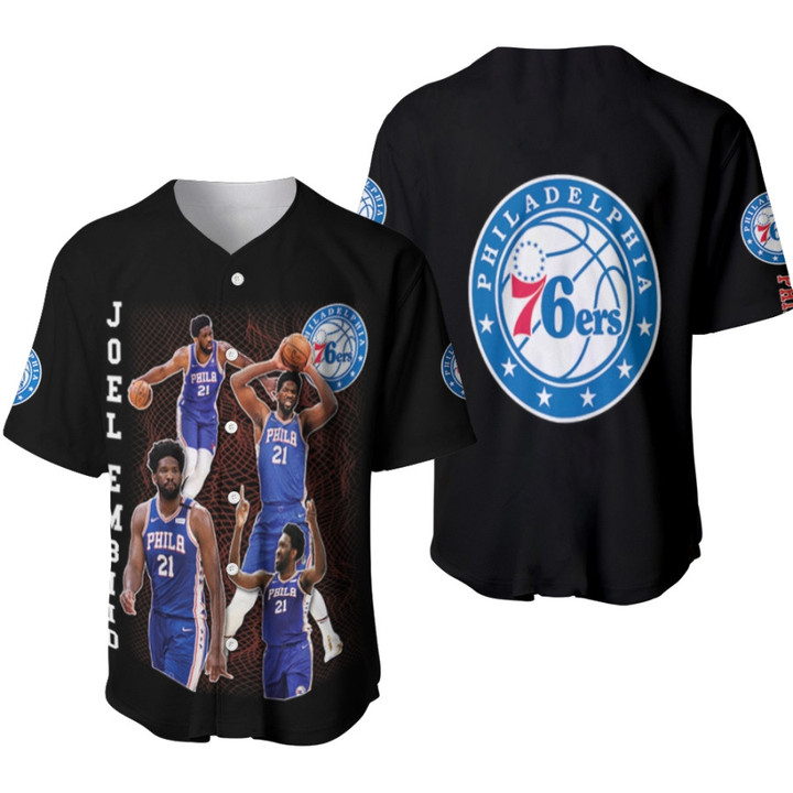Philadelphia 76ers Joel Embiid 21 NBA Defensive Player of the Year Team Logo Black 3D Designed Allover Gift For 76ers Fans