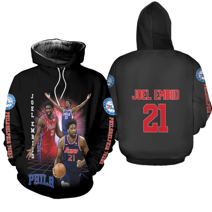 Philadelphia 76ers Joel Embiid 21 NBA Flawless Basketball Player Black 3D Designed Allover Gift For 76ers Fans