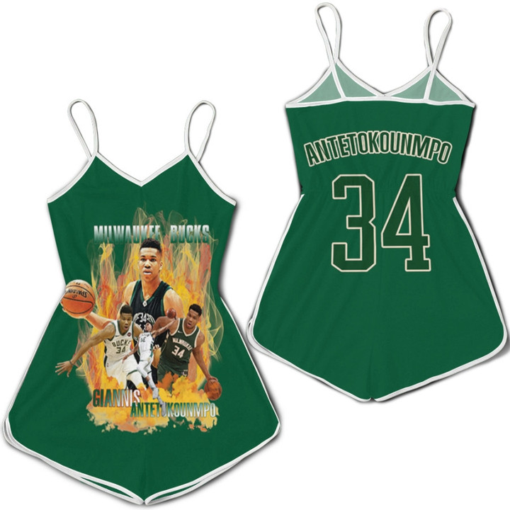 Milwaukee Bucks Giannis Antetokounmpo 34 NBA Great Professional Player Green 3D Designed Allover Gift For Bucks Fans